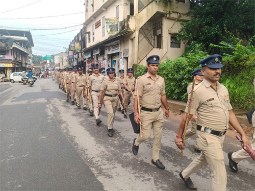 Police march